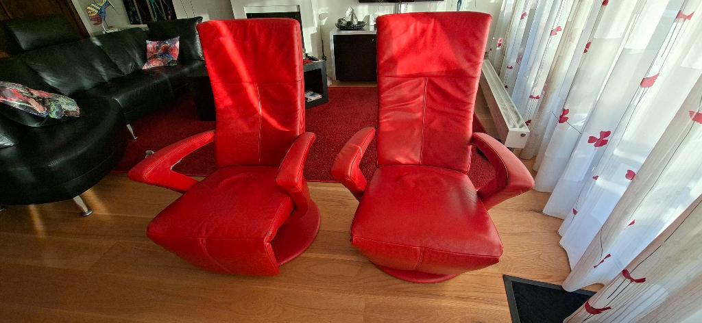 Rode relax fauteuils, Huis en Inrichting, Fauteuils, Ophalen, Gebruikt, 75 tot 100 cm, Modern