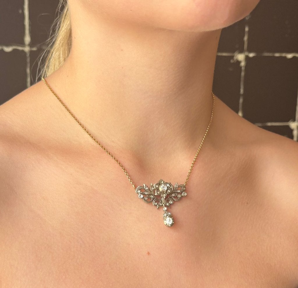 Diamanten jasseron exclusieve 14k gouden ketting antiek, Verzenden, Goud, Ketting, Met edelsteen
