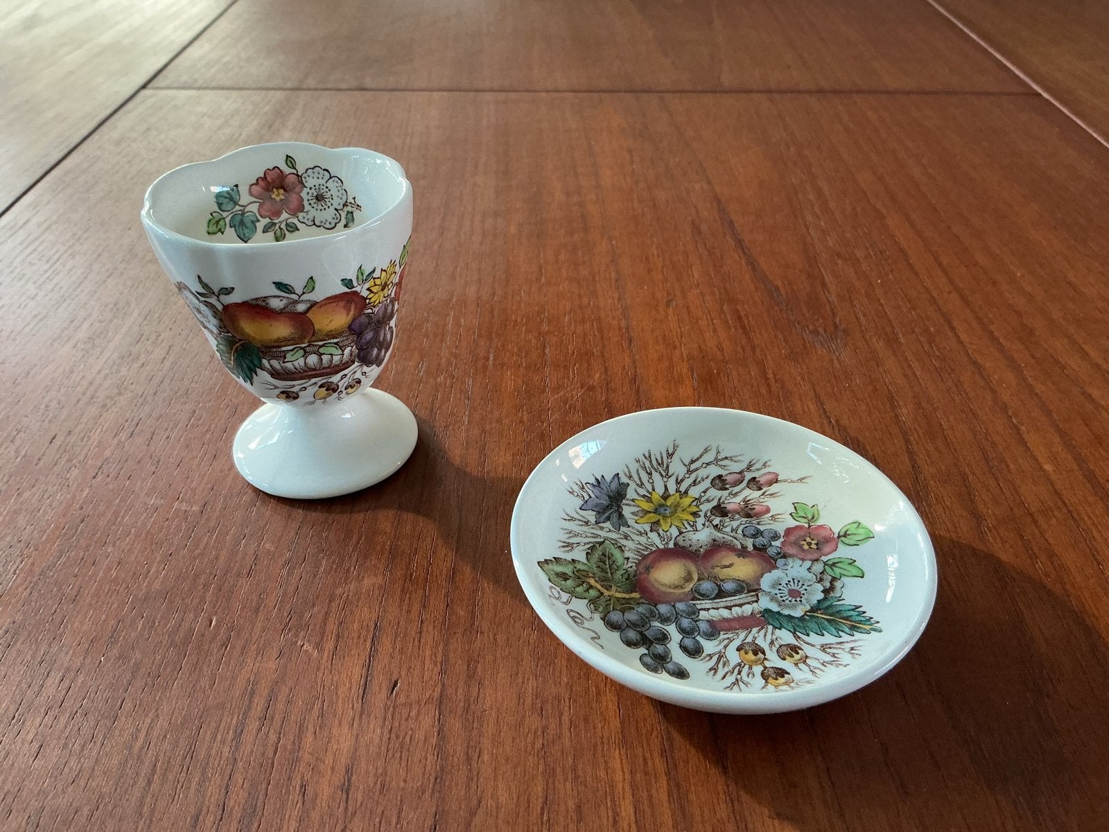 SPODE England Theetip en Eierdop - Fruit & Bloemen Design, Ophalen of Verzenden