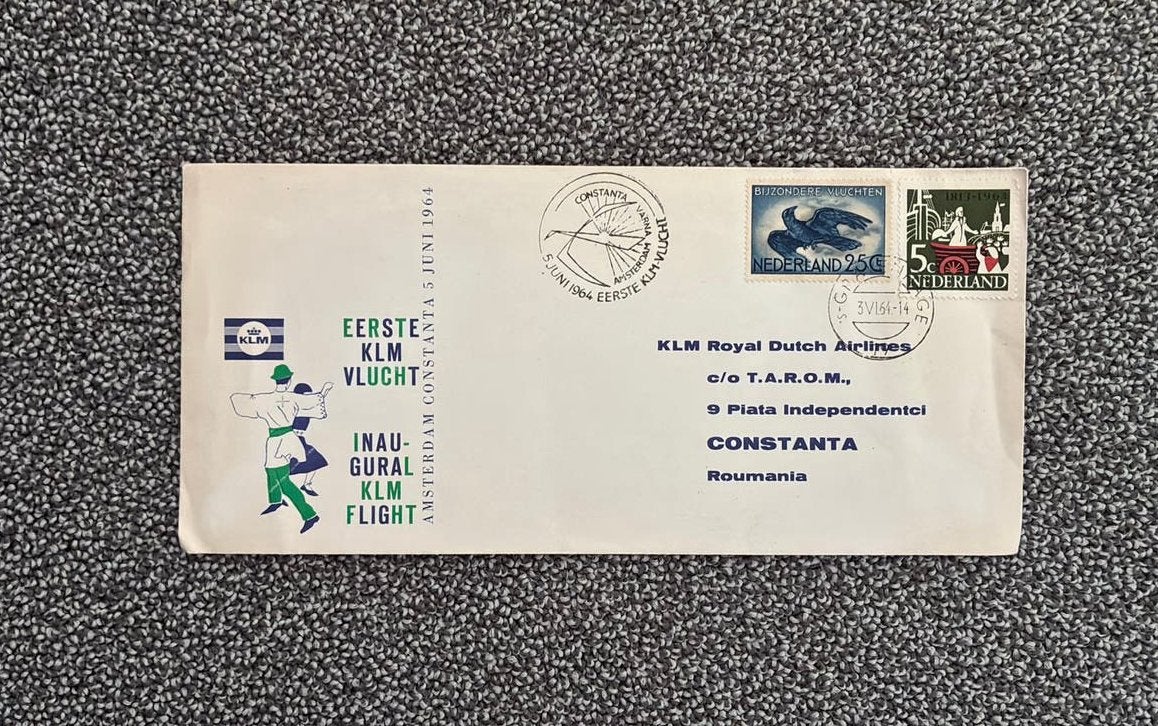 Eerste vlucht klm constanta 1964, Ophalen of Verzenden, Envelop