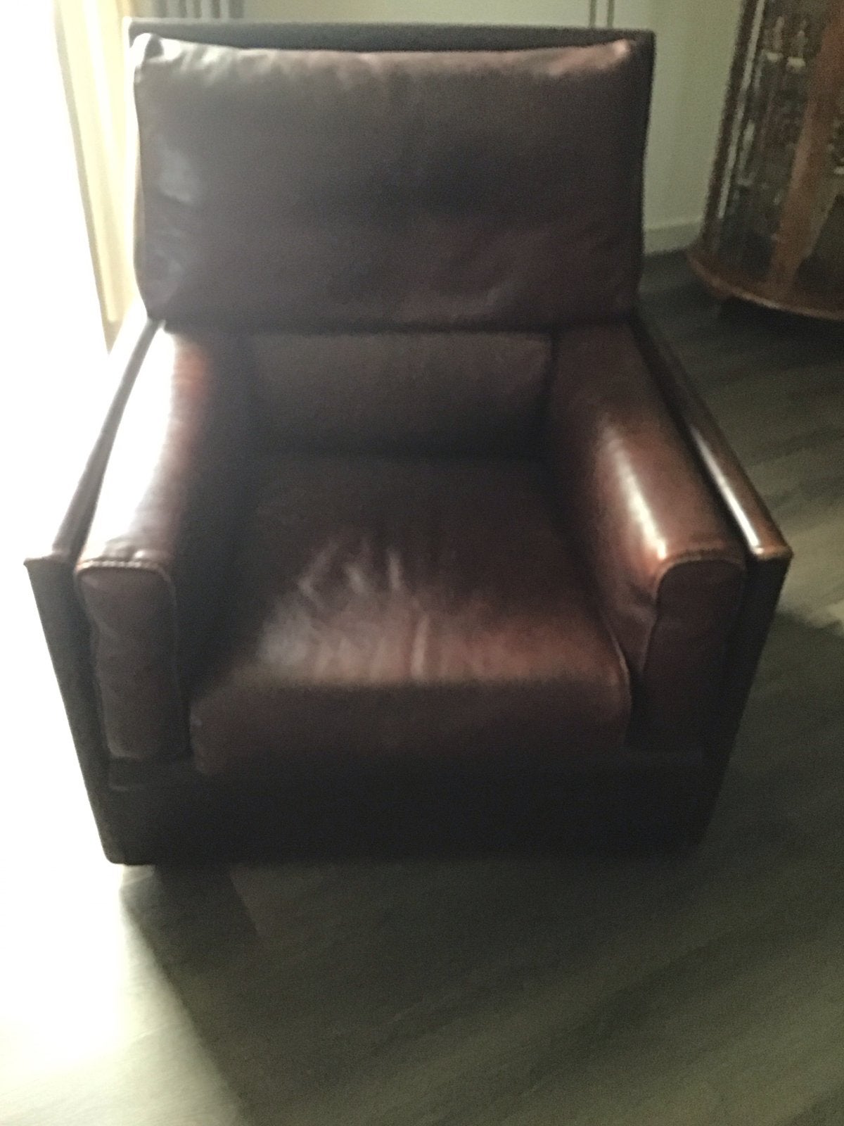 Luxe rode lederen fauteuil van Baxter, Made in Italy   2 st., Ophalen, Gebruikt, Leer, 75 tot 100 cm
