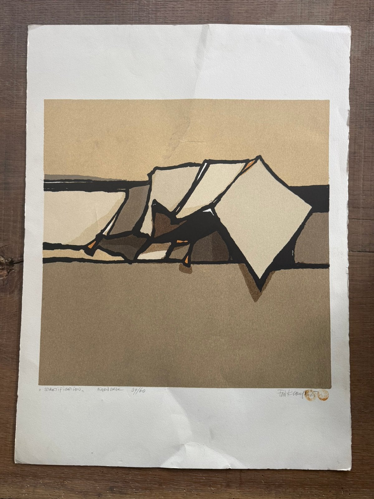 Fon Klement - Stratification - 76x57 cm, Gelimiteerde oplage, Ophalen of Verzenden, Abstract, Zeefdruk