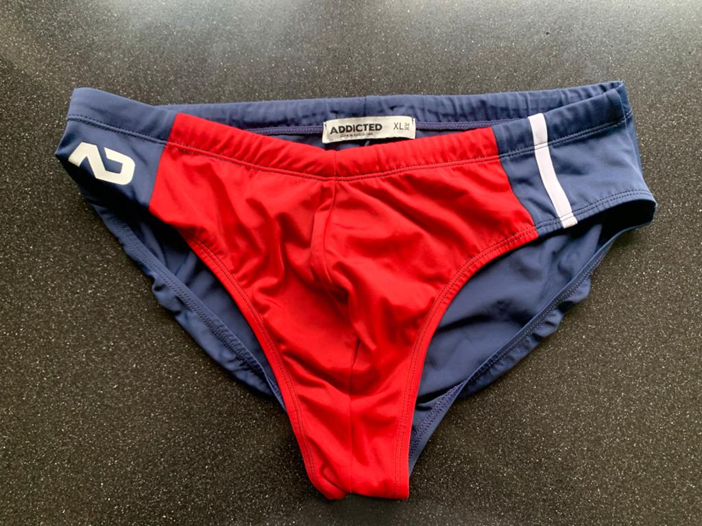 ADDICTED Zwemslip Rood/Blauw - Maat XL, Ophalen of Verzenden, Maat 56/58 (XL), Rood, Zwemslip
