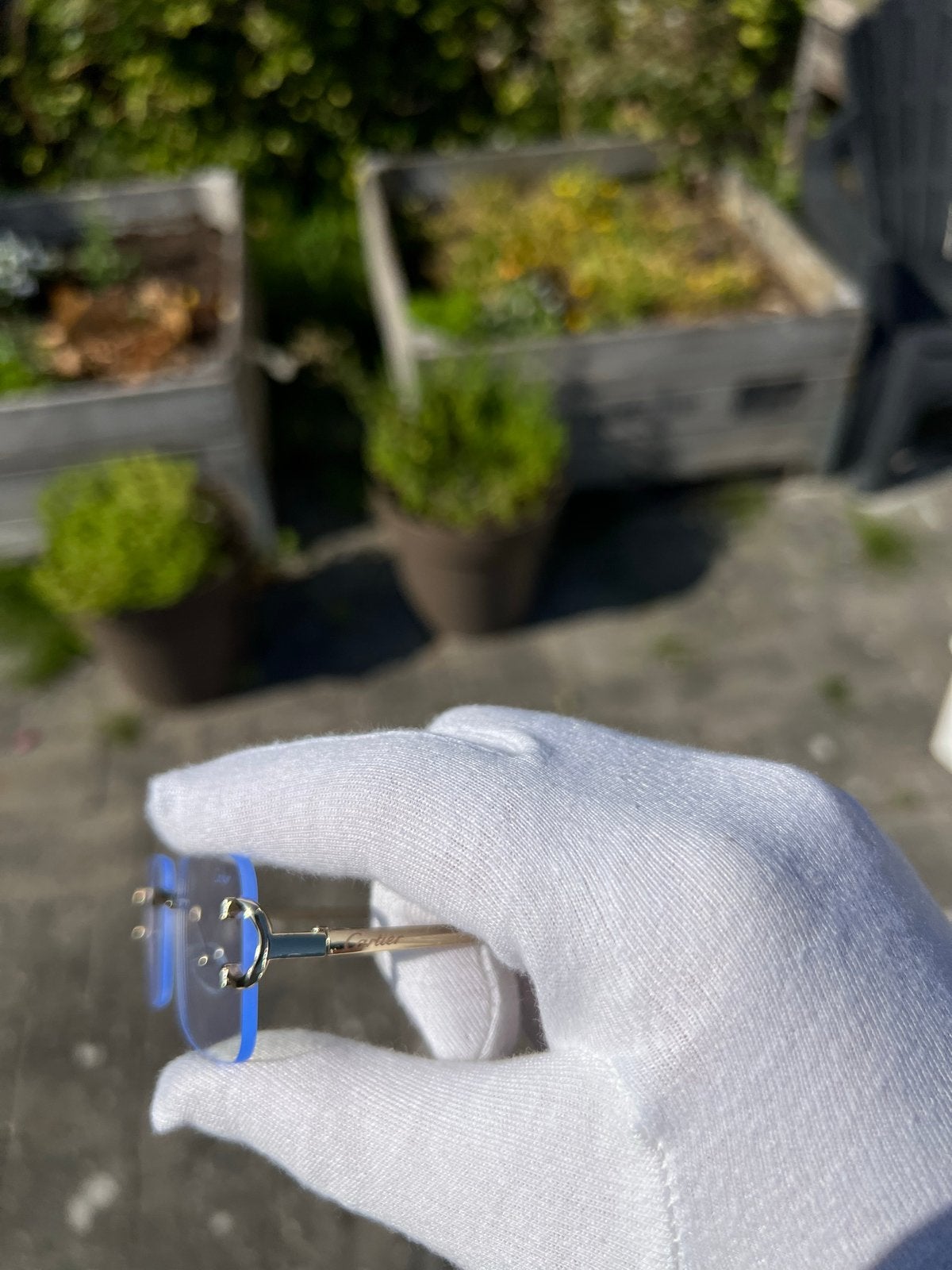 Cartier brilmontuur goudkleurig met C-decoratie, Ophalen of Verzenden, Zo goed als nieuw, Bril, Overige merken