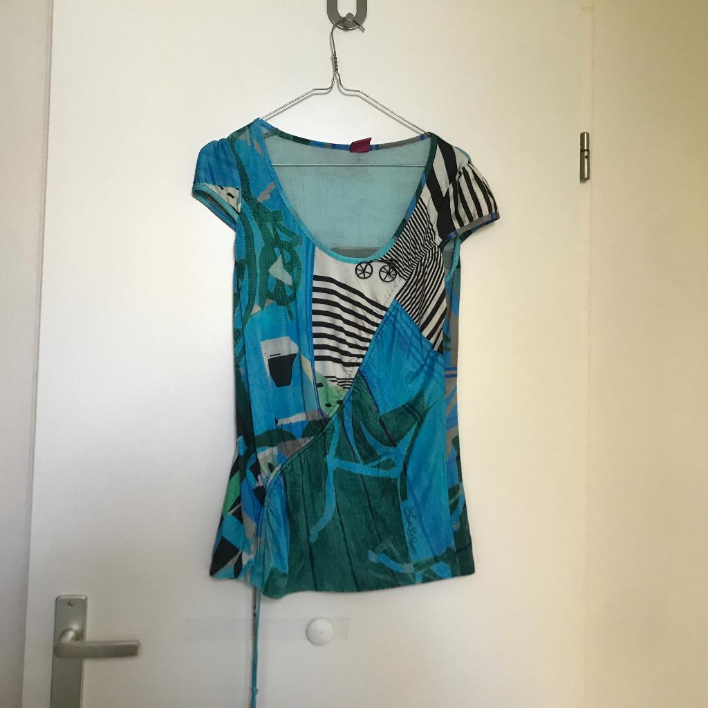 y2k Save The Queen top met korte mouw blauwtinten XL, Verzenden, Zo goed als nieuw, Maat 42/44 (L), Korte mouw