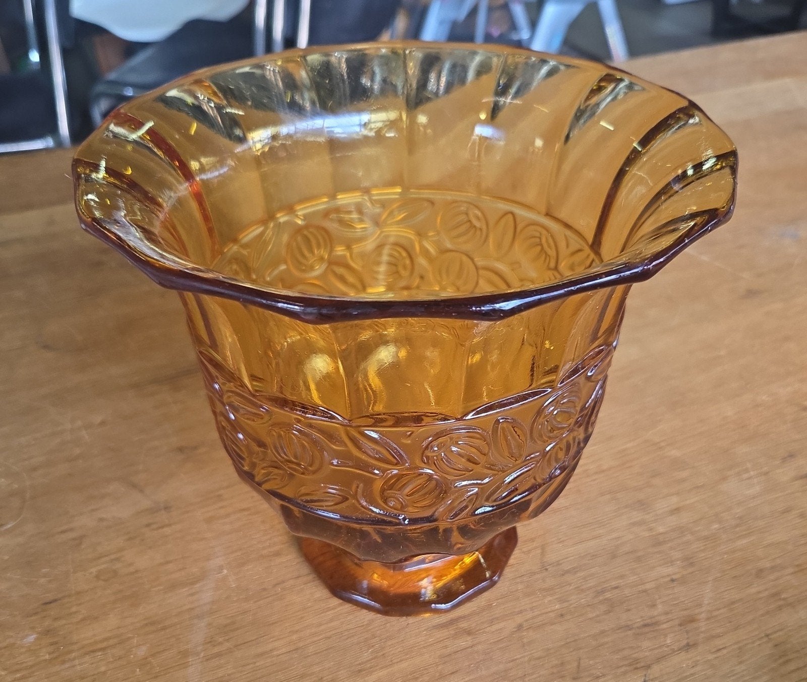Art deco Josef Inwald amber kleurige vaas, Ophalen of Verzenden