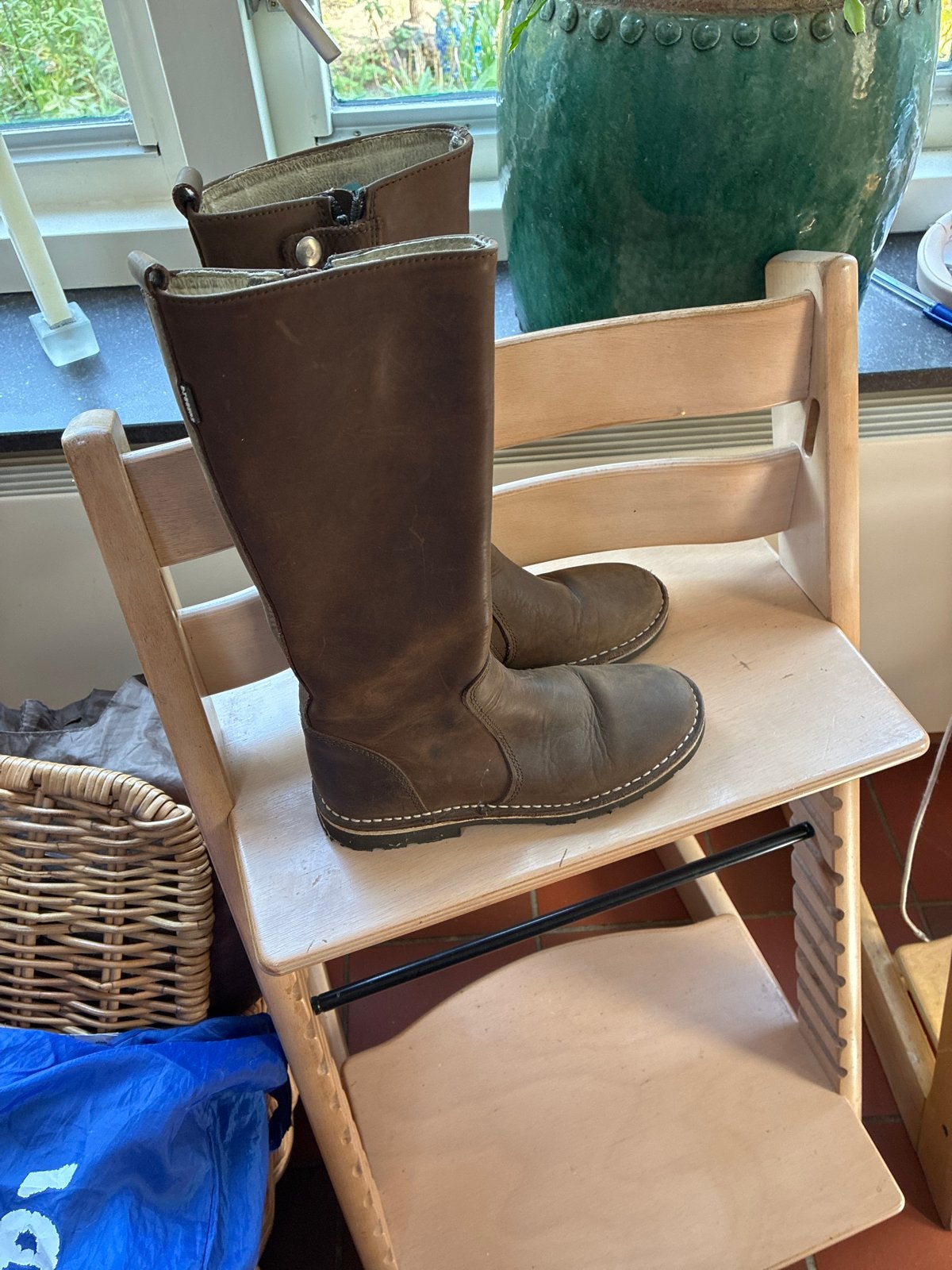 Diggers bruine leren hoge laarzen - Maat 35, Kleding | Dames, Ophalen of Verzenden, Gedragen, Bruin, Hoge laarzen