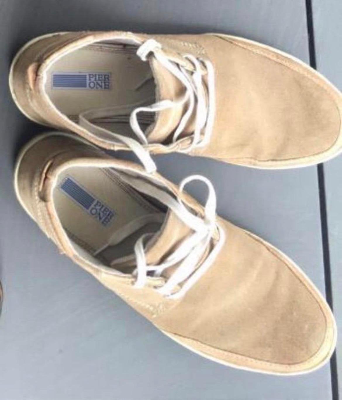 Mooie leren heren schoenen Pier One beige maat 41, Ophalen of Verzenden, Gedragen, Overige kleuren