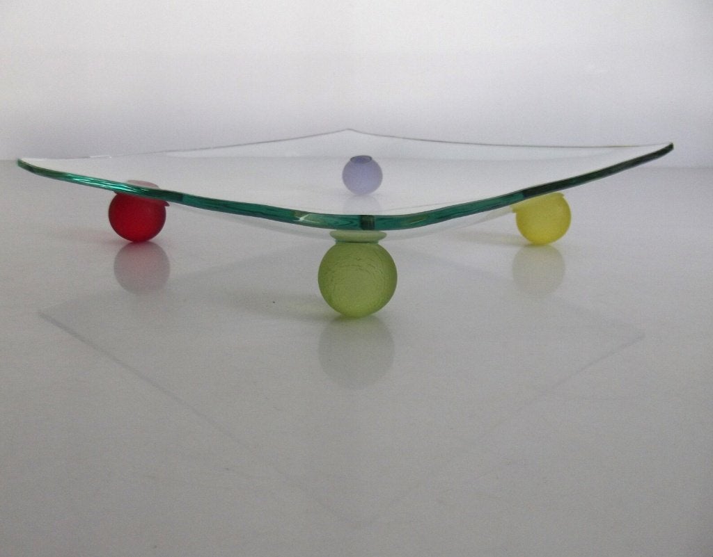 MONTANA DESIGN GLAZEN SCHAAL JAREN 80 (MEMPHIS TIJDPERK ), Antiek en Kunst, Ophalen, Schaal, Glas
