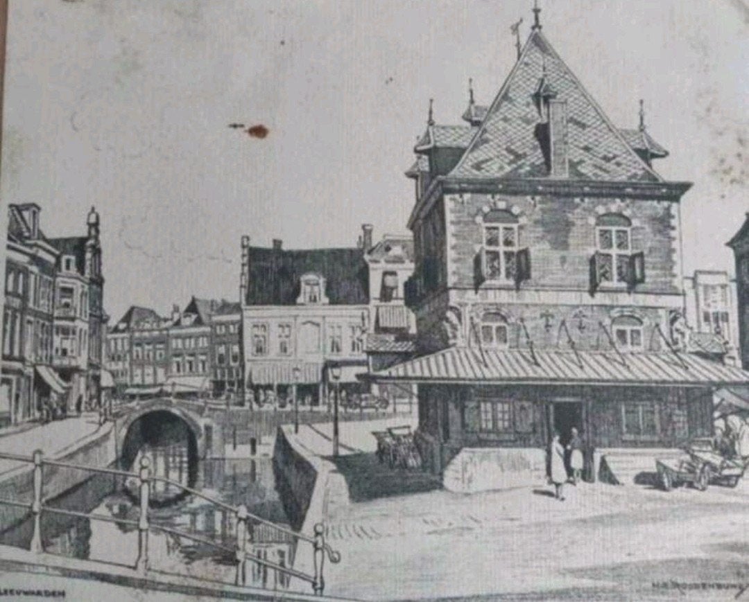 Leeuwarden .. de Waag .. 1952 ... H.E. Roodenburg ..., Antiek en Kunst, Kunst | Tekeningen en Foto's, Ophalen of Verzenden