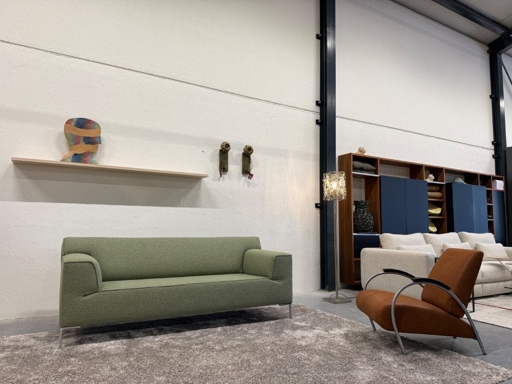 Nieuw Design on Stock Bloq Bank 2,5 zits Monza groen 207, 75 tot 100 cm, Ophalen of Verzenden, Rechte bank, Stof