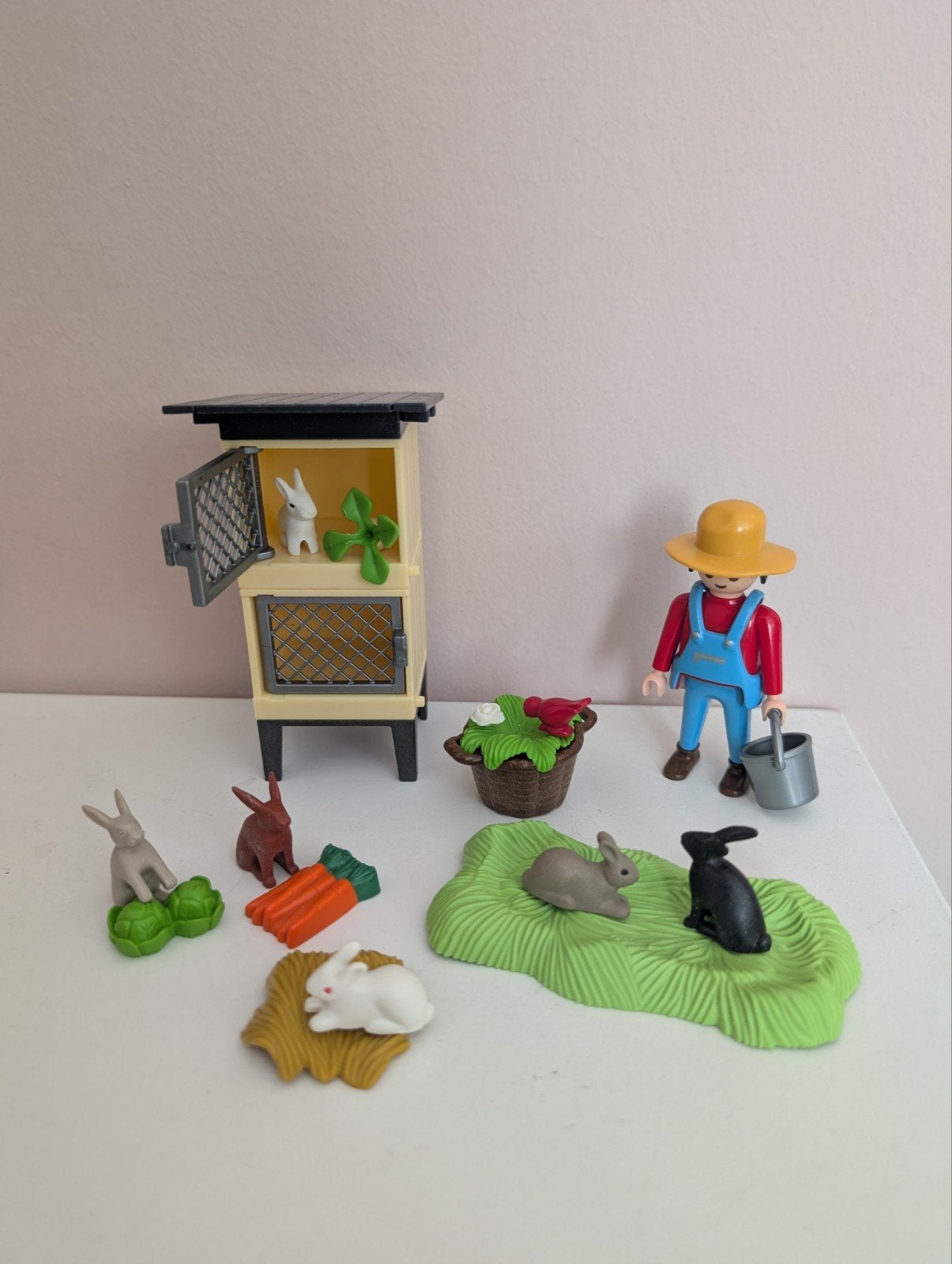 Playmobil konijnenhok, konijn, boerderij, boer, Ophalen of Verzenden, Zo goed als nieuw, Overige series, Figuren