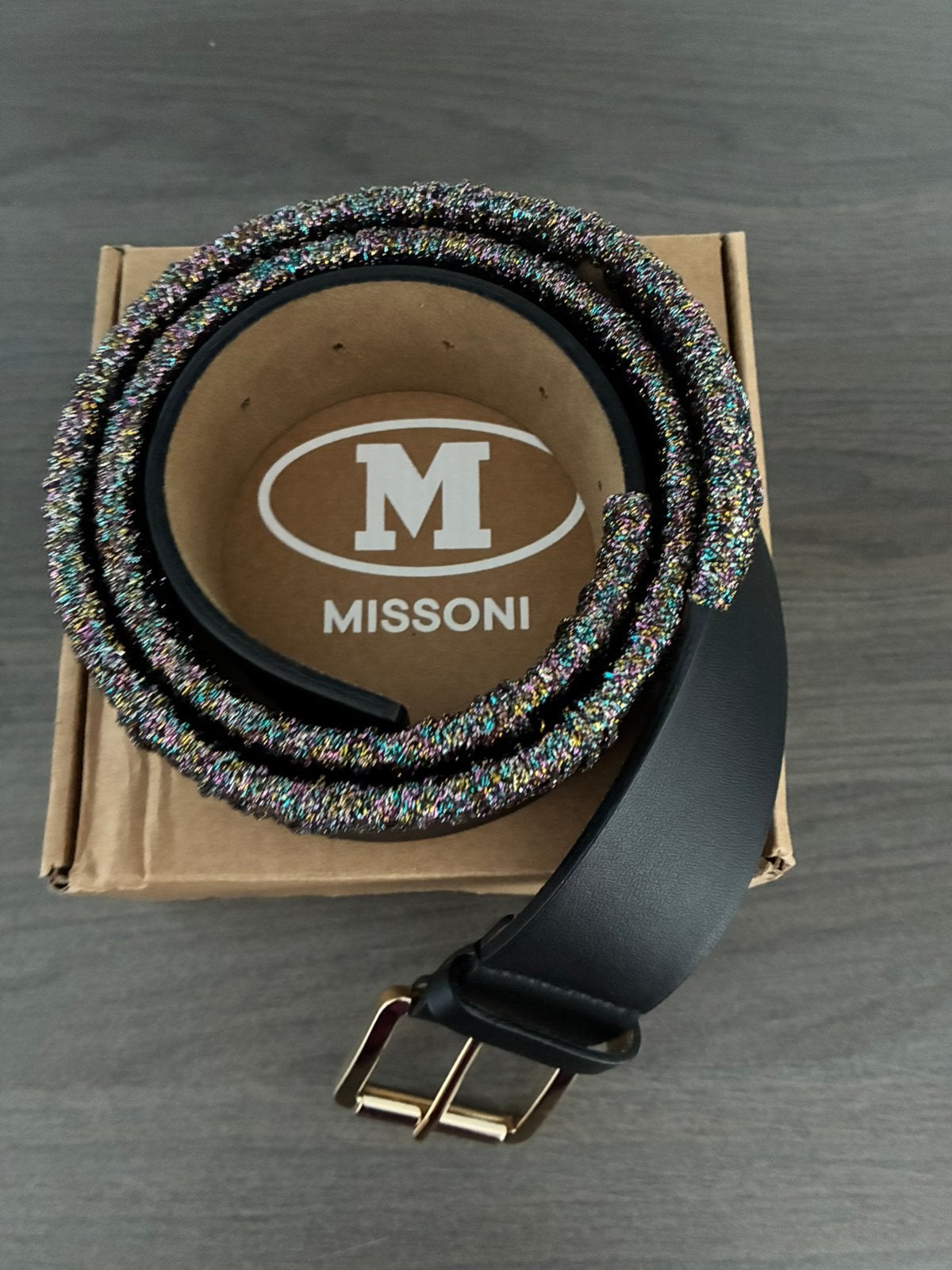 MISSONI lederen riem nieuw in doos mt. 90 XL, 3 tot 5 cm, Heupriem, Ophalen of Verzenden, Echt leder