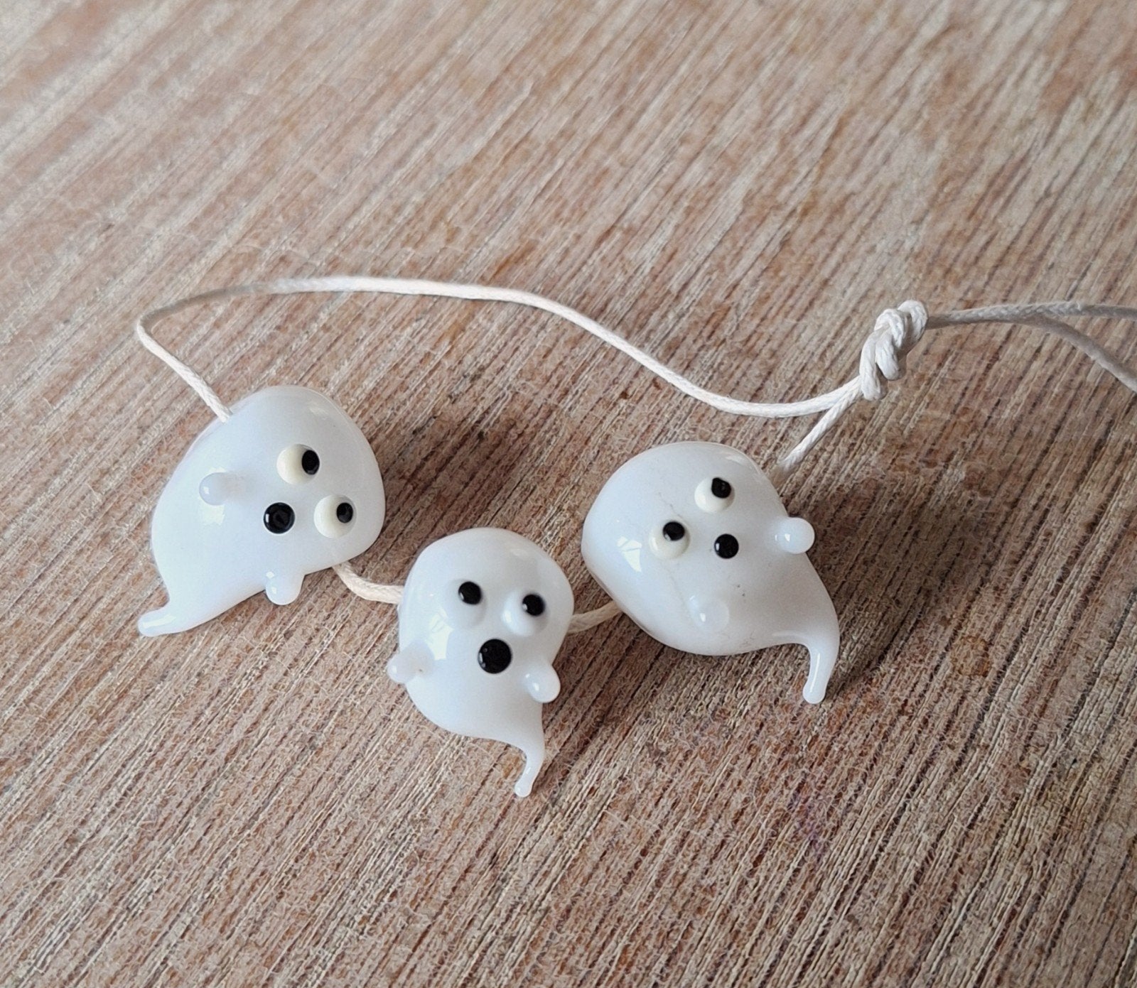 3 x handgemaakte lampwork glaskraal, spook, Verzenden, Nieuw, Kraal