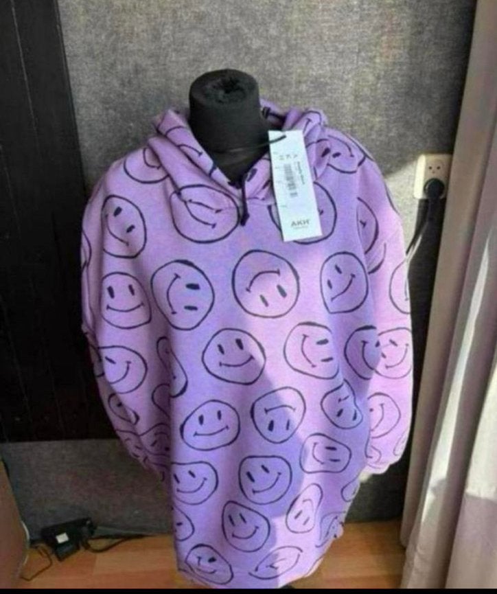 AKH mooie paarse smiley hoodie mt 48/50 NIEUW, Kleding | Dames, Ophalen of Verzenden, Nieuw, Paars, Trui of Vest