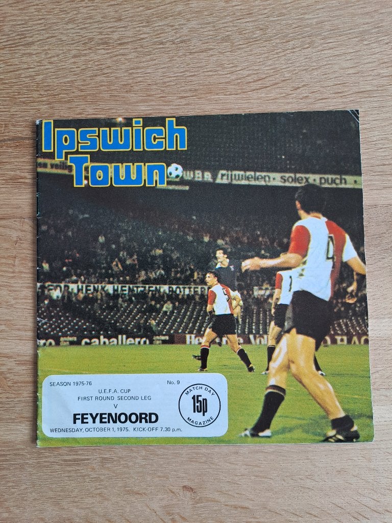 Programmaboekje Ipswich Town - Feyenoord UEFA Cup 1975, Verzamelen, Ophalen of Verzenden, Gebruikt, Feyenoord, Boek of Tijdschrift