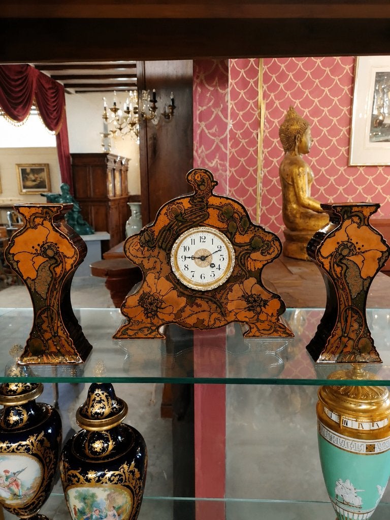 Rozenburg distel plateel klokken stel jaar 1898, Ophalen