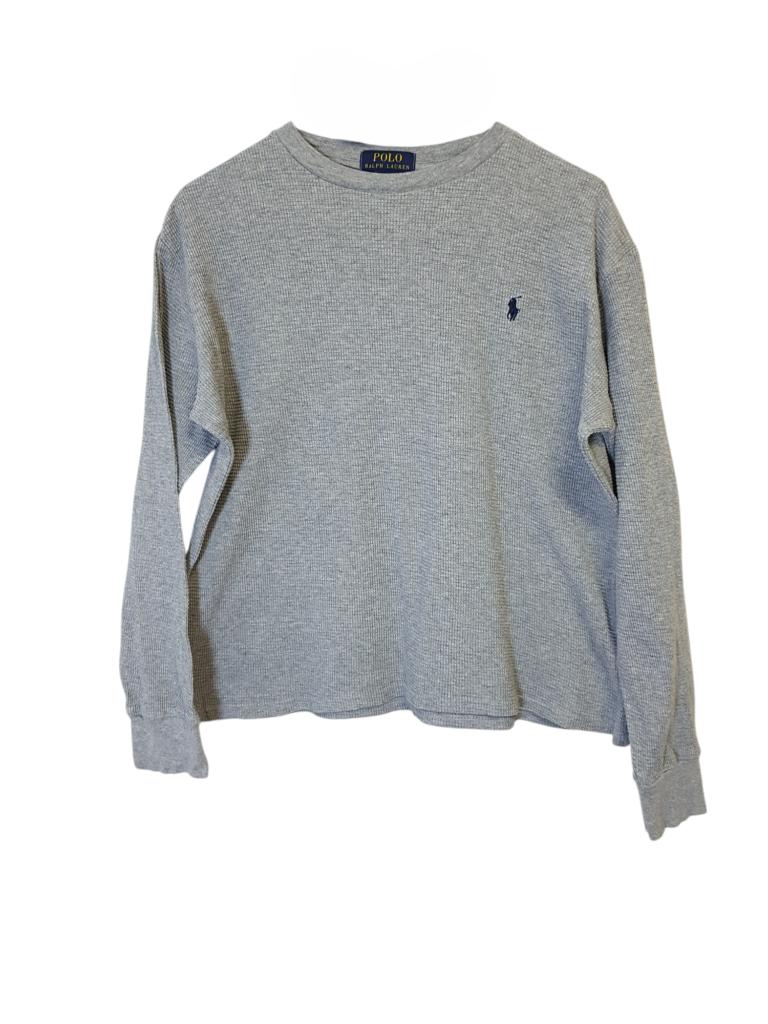 RALPH LAUREN grijze wafelstructuur trui mt L/14-16/164-176., Verzenden, Trui of Vest, Zo goed als nieuw, Polo Ralph Lauren