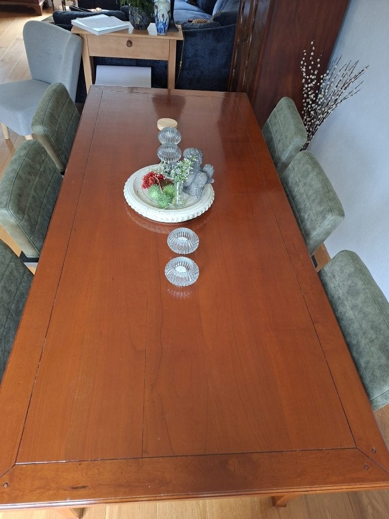Eetkamertafel met 6 stoelen, Huis en Inrichting, Tafels | Eettafels, Ophalen, Gebruikt, 200 cm of meer, 50 tot 100 cm
