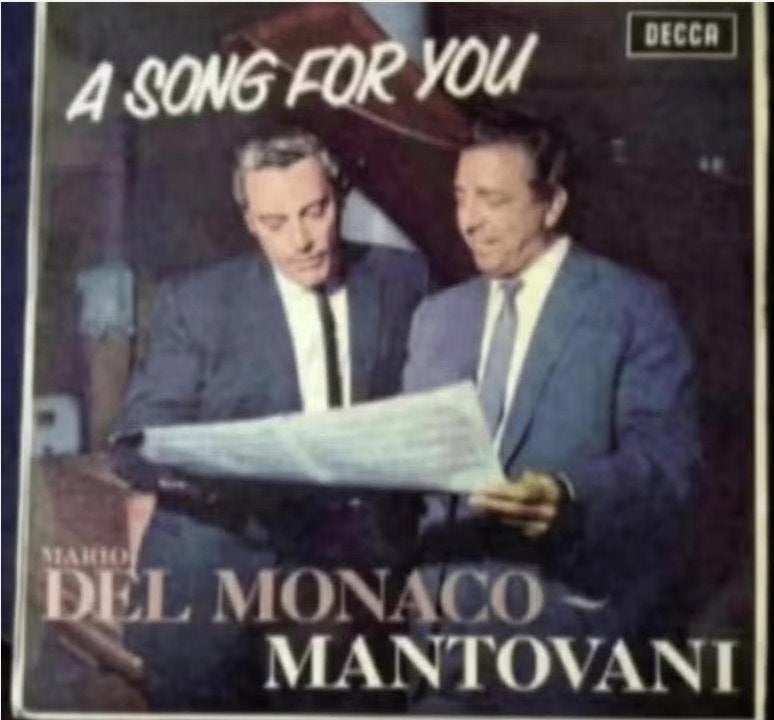 LP, elpee Mantovani; a song for you; Mario del Monaco; decc, Cd's en Dvd's, Ophalen of Verzenden, Zo goed als nieuw, 12 inch, Overige typen