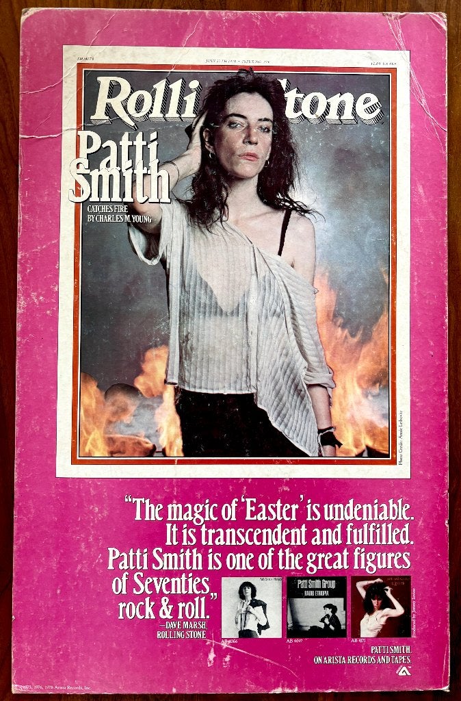 PATTI SMITH Cardboard Display Rolling Stone. 1978, Ophalen of Verzenden, Zo goed als nieuw, Poster, Artwork of Schilderij, Gesigneerd