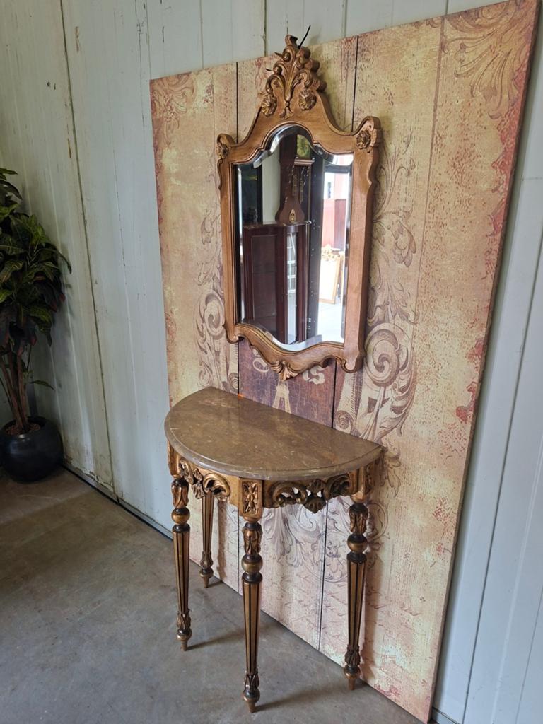 Antieke barok wandconsole, sidetable. haltafel met spiegel, Ophalen of Verzenden
