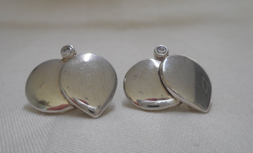 Zilveren modernist oorbellen Teka nr.477, Verzenden, Zo goed als nieuw, Zilver, Zilver