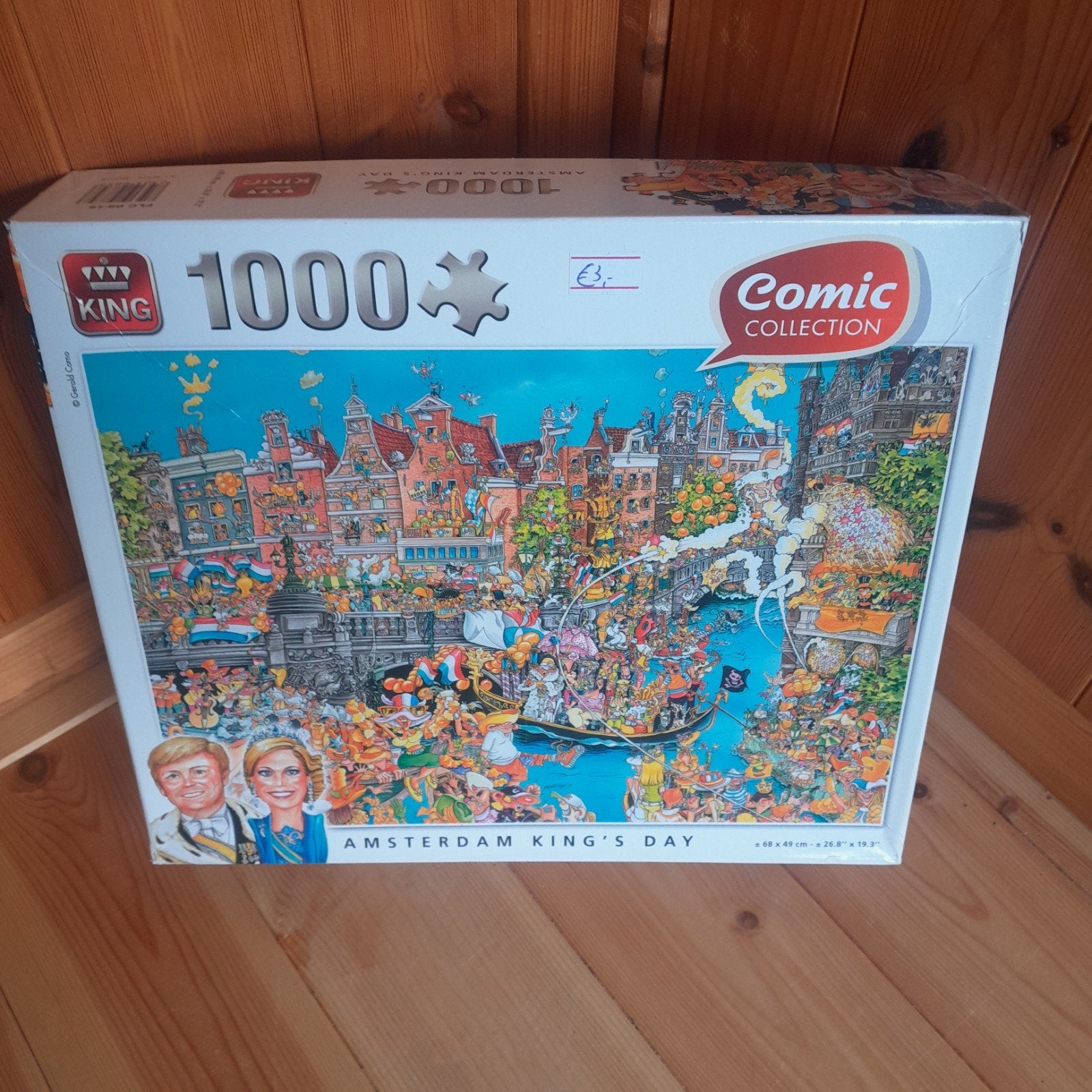 King Legpuzzel Amsterdam King's Day 1000 stukjes, Ophalen of Verzenden, 500 t/m 1500 stukjes, Gebruikt