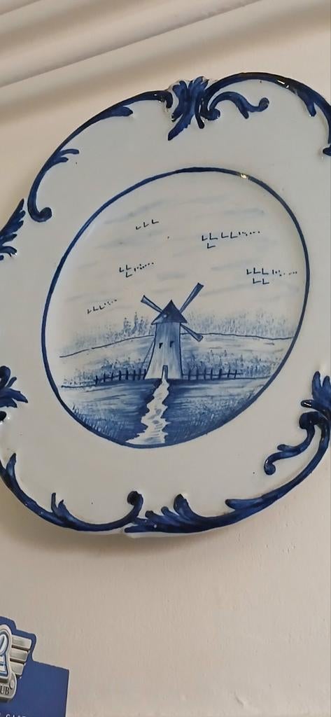 Set van 3 Delfts Blauwe Wandborden - Molen en Bloemen, Ophalen of Verzenden