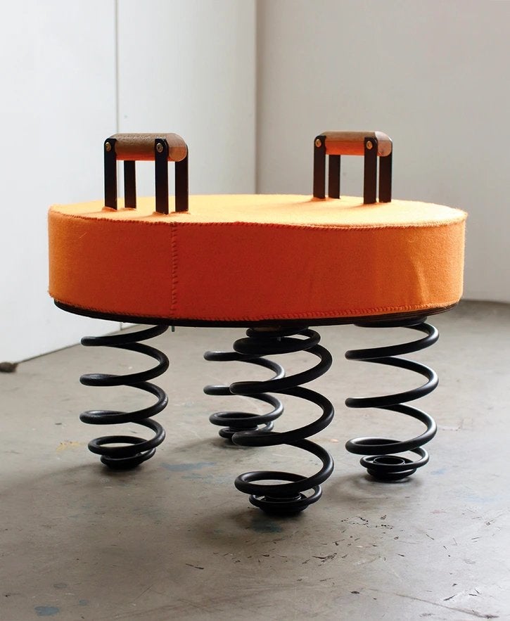 Handgemaakte stoel (kunstobject), Huis en Inrichting, Stoelen, Zo goed als nieuw, Eén, Hout, Metaal, Stof, Overige materialen