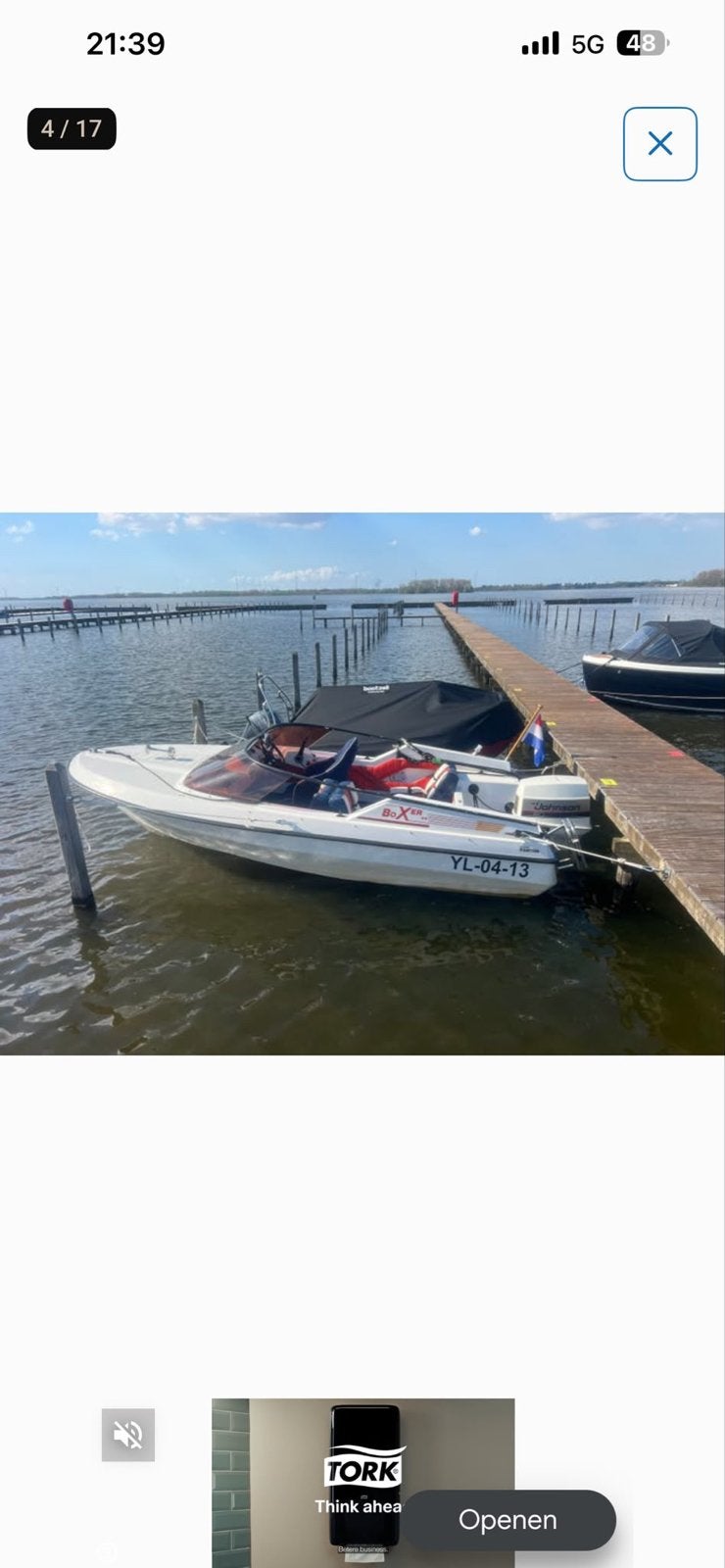 Bateaux Ocqueteau Boxer 44 + 60 PK Johnson VRO + Pega traile, Overige merken, Gebruikt, Ophalen of Verzenden, Minder dan 70 pk