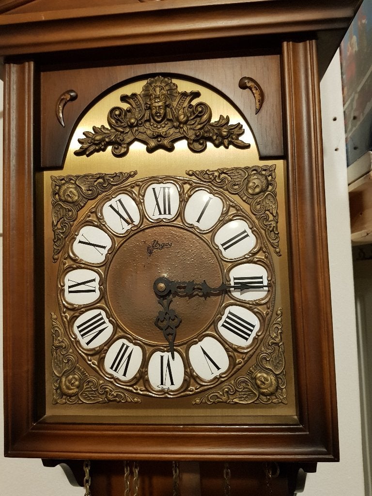 Antieke wandklok met Westminster slagwerk, Ophalen of Verzenden