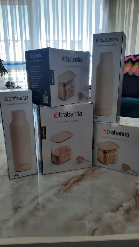 Brabantia Voorraadpotten en Geïsoleerde Waterfles, Beige, Kunststof, Nieuw, Ophalen of Verzenden