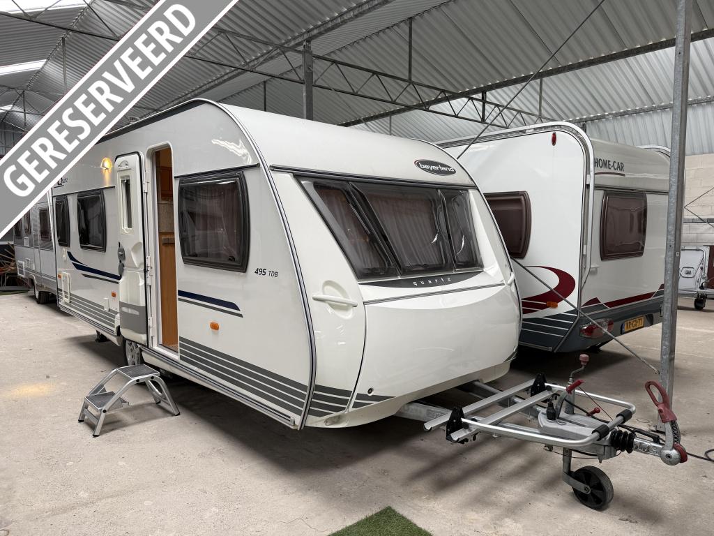 Beyerland Quartz 495 TDB Mover + voortent + inboedel, Caravans en Kamperen, Bedrijf, Tot en met 4, Beyerland