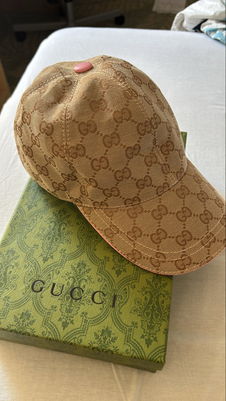 Gucci GG Canvas Baseballpet met Roze Details - Maat M, Ophalen, Zo goed als nieuw, Pet
