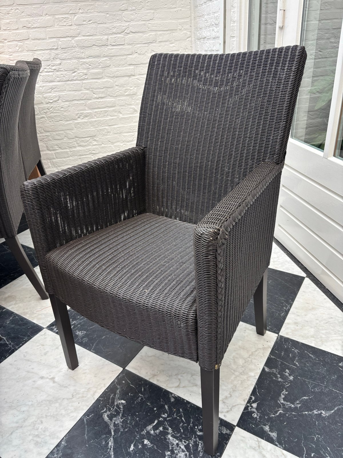 Originele Loom eetkamerstoel - Donkerbruin-grijs, Ophalen, Gebruikt, Bruin, Riet of Rotan