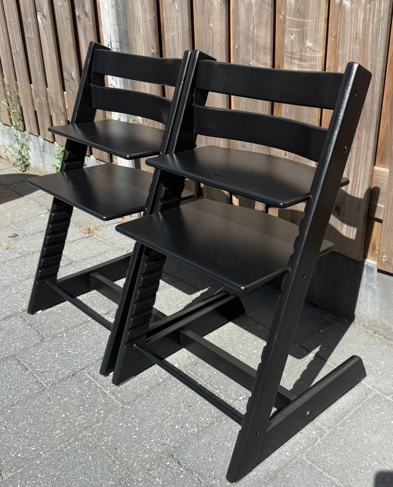 Zwarte stokke tripp trapp kinderstoel trip trap nieuw model, Ophalen, Zo goed als nieuw, Meegroeistoel, Aanschuifbaar