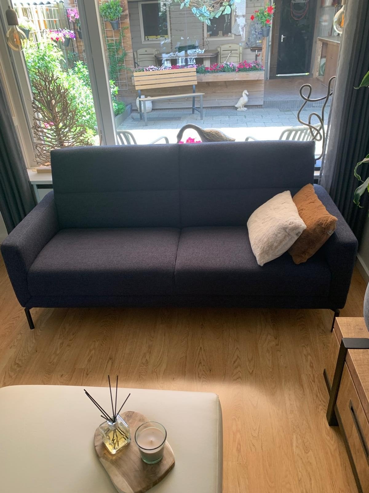 Comfortabele 3-zits bank donkerblauw, Huis en Inrichting, Banken | Bankstellen, 150 tot 200 cm, Tweepersoons, 75 tot 100 cm, Ophalen of Verzenden