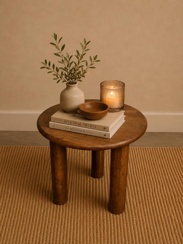 HSM Collection Bijzettafel – Mangohout – Rond Ø50 cm, 45 tot 60 cm, Minder dan 55 cm, Rond, Ophalen of Verzenden