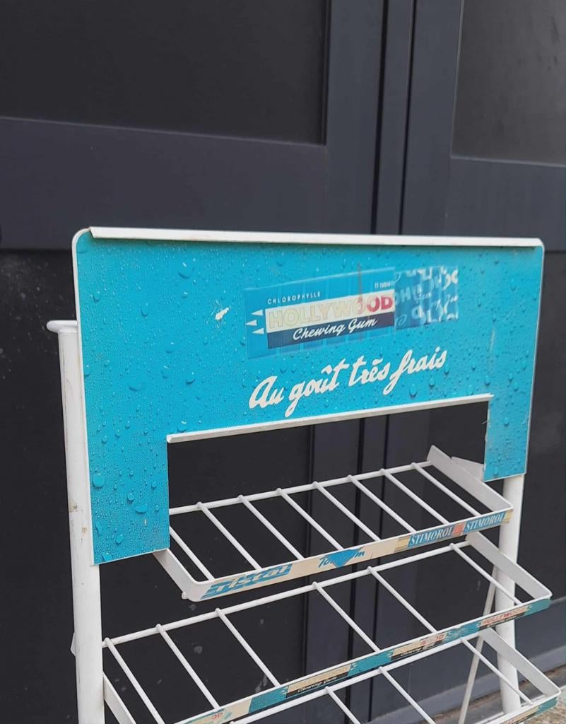 2 x vintage displayrek Hollywood Chewing Gum, kauwgom., Ophalen, Gebruikt, Gebruiksvoorwerp, .