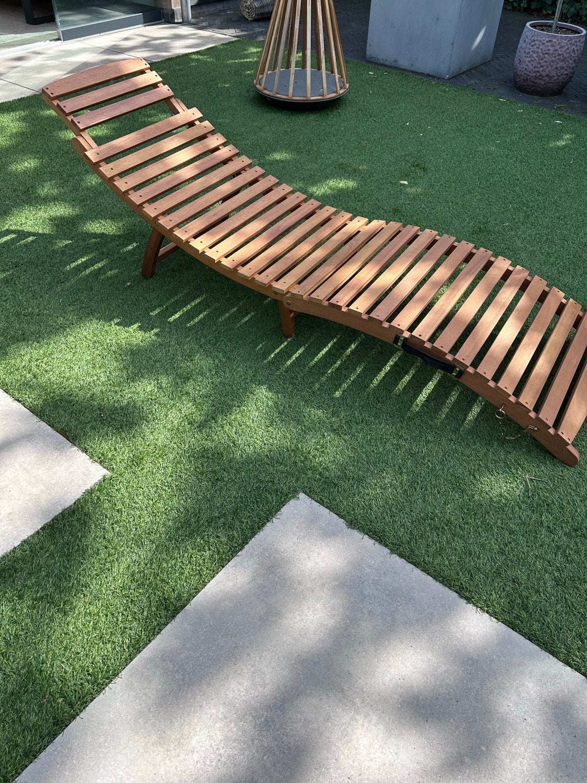 Houten Ligstoel met Kussen, Ophalen, Gebruikt, Hout, Verstelbaar