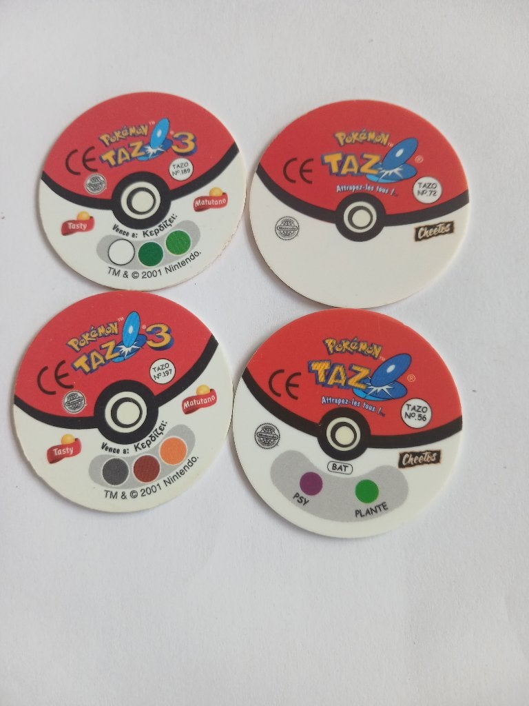 Pokémon Tazo's Cheetos Frito Lay 2001 - Set van 4, Verzenden, Nieuw, Overige typen