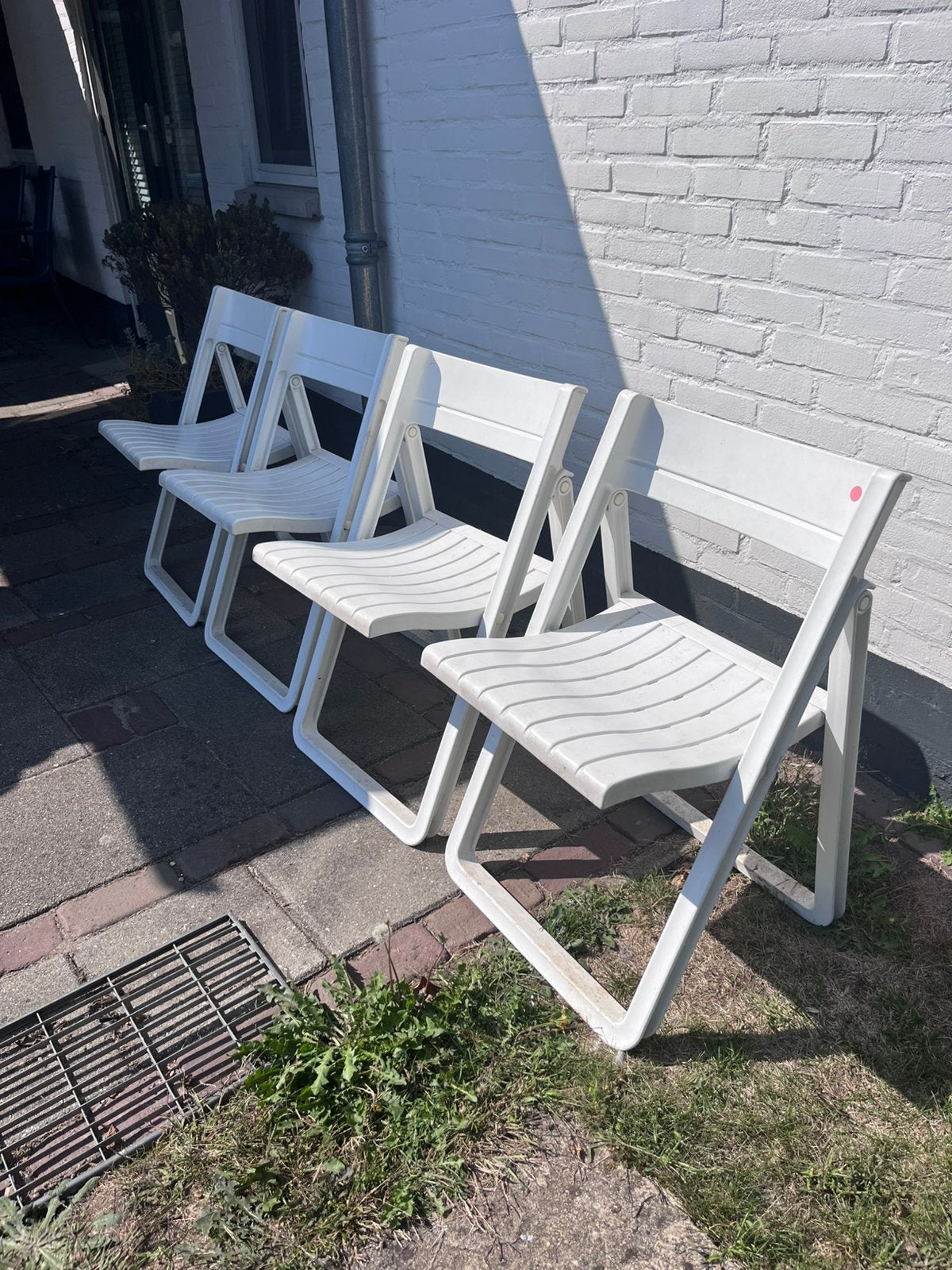 4 onverwoestbare klapstoelen, Ophalen, Gebruikt, Kunststof