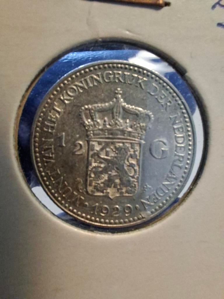 Zilveren 1/2 Gulden Koningin Wilhelmina 1929, Verzenden, Zilver, Koningin Wilhelmina, Losse munt