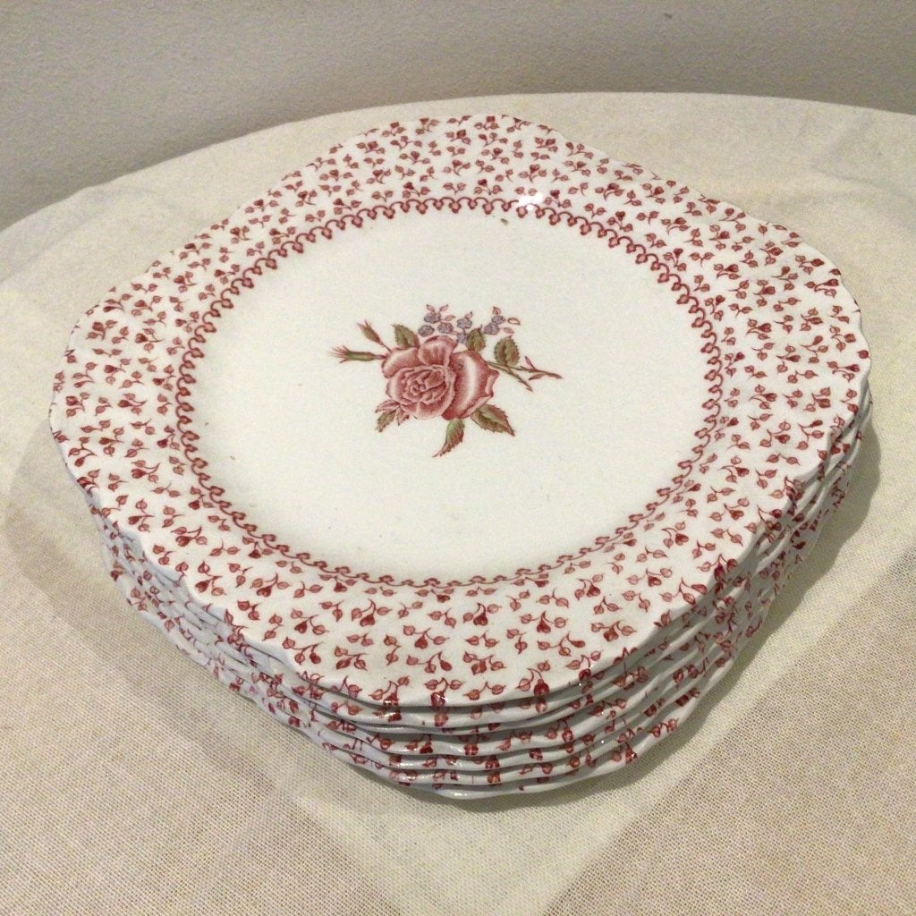 Johnson Bros Rose Bouquet ironstone/bordjes en juskom, Gebruikt, Keramiek, Ophalen of Verzenden, Bord(en)
