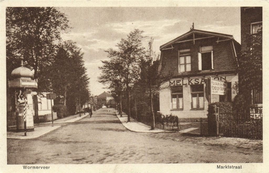Wormerveer - Marktstraat - melksalon - ongelopen, Verzenden, 1920 tot 1940, Ongelopen, Noord-Brabant