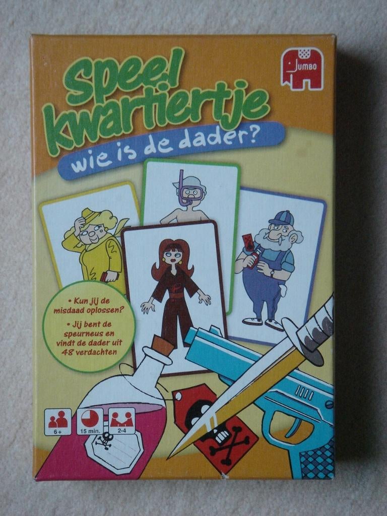 LEUK: Wie is de dader? - Grote kaarten versie - KINDERSPEL, Een of twee spelers, Ophalen, Zo goed als nieuw, Jumbo