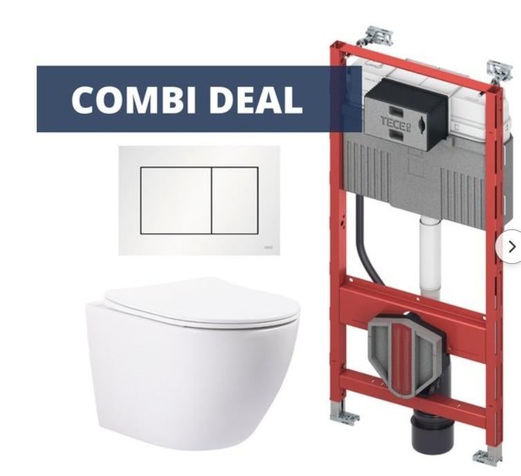 Toiletset Compleet 4-in-1 glans wit € 599,- incl. btw, Doe-het-zelf en Verbouw, Sanitair, Nieuw, Toilet, Steen, Ophalen of Verzenden