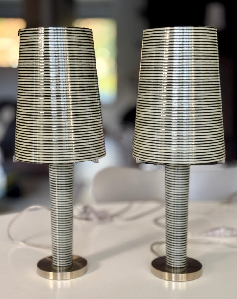 2 Foscarini Lite Piccola Tavelo lampen zgan, Ophalen, Kunststof, E14 (klein), Met kap
