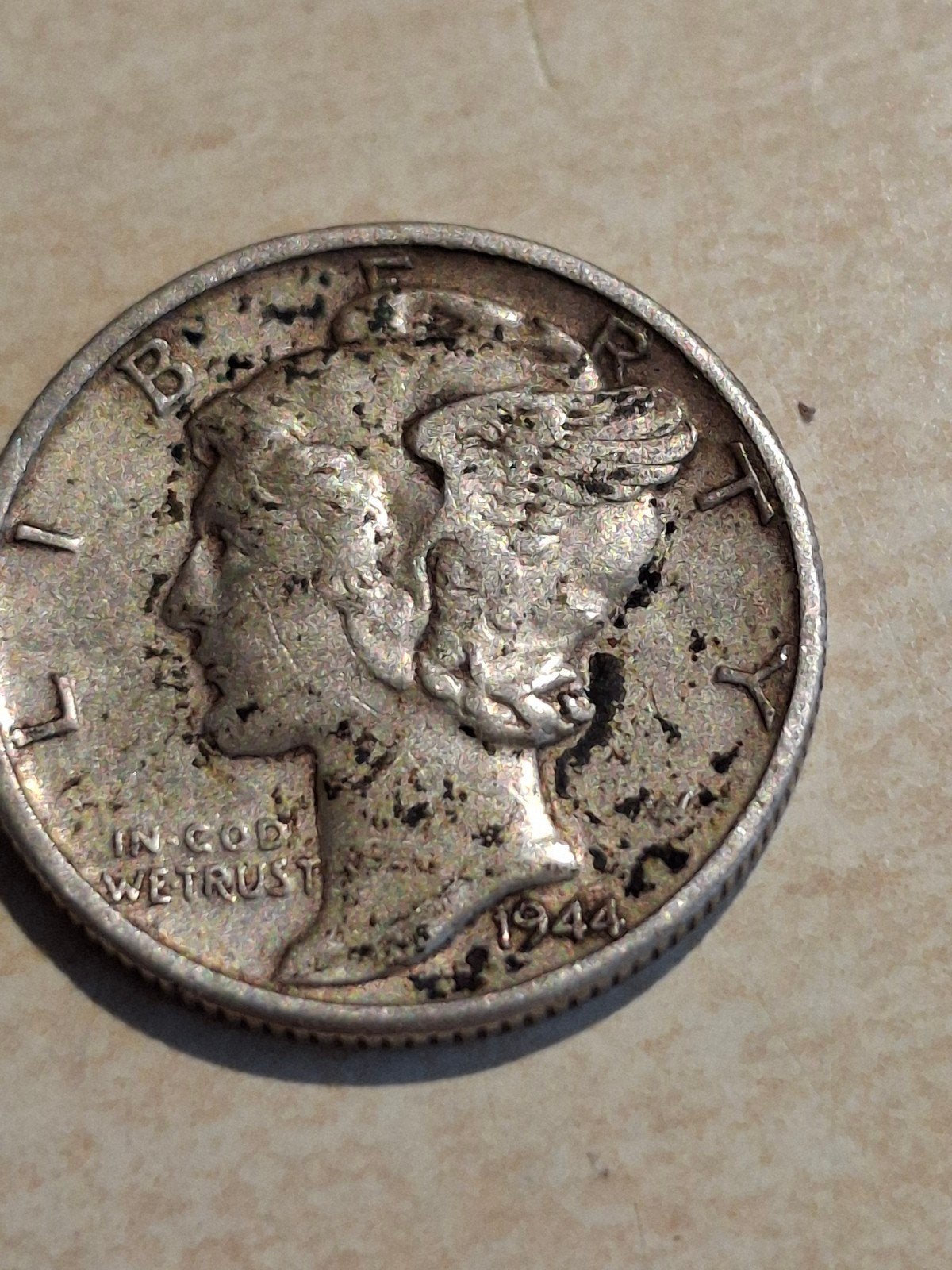 Zilveren Amerikaanse Dime uit 1944, Ophalen of Verzenden, Noord-Amerika, Losse munt, Zilver